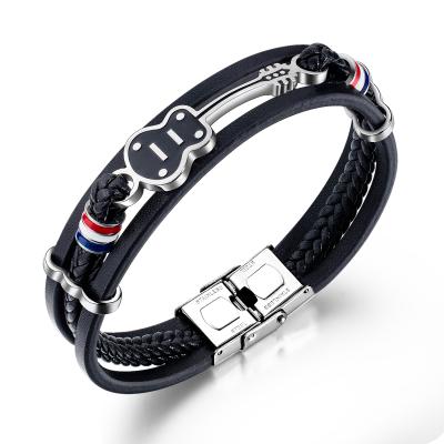 China FASHIONABLE New Design Leather Adjustable Bangels Stainless Steel Charms Tasty Bracelet for sale