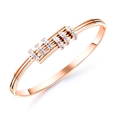 China Hot Trendy Shiny Stainless Cubic Zircon Fasion Bracelets Women Luxury Bangles Accessories for sale