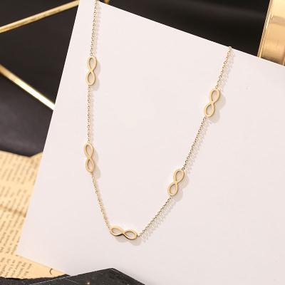 China NEW FASHIONABLE Women's Personality Stainless Steel 14K Gold Number Eight Choker Necklace Oval Chain Necklace for sale