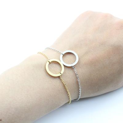 China Simple Titanium Steel Circle Lucky Charm Environmental Protection Circle Charm Bracelet Gold Plating Cavity Bracelet for sale