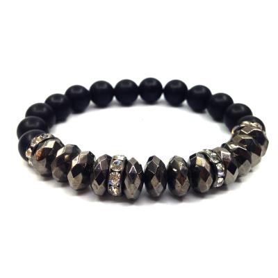 China Environmental Protection 8mm Natural 7 Chakra Healing Rock Lava Stone Crystal Stone Bracelet Black Volcanic Bracelet for sale