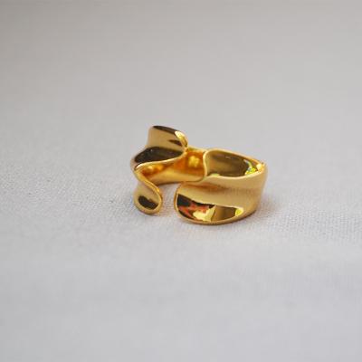 China Fashion Elegant Wave Flower Adjustable Gold Plated Index Finger Ring Chic Adjustable Ring Gold Plated Ring for sale