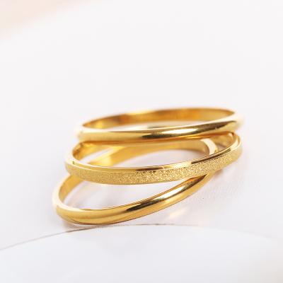 China Fashion Fashion Three Pcs Set Ring 18k Gold Plated Stainless Steel Ring Set Women Ring for sale