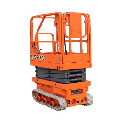 China Easy operation 24v or 48v scissor lift portable crawler charger hy200 mini small tracked type aluminum ladders on sale for sale