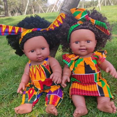 China 30cm Interactive African Wax Print Clothing Afro Doll for sale