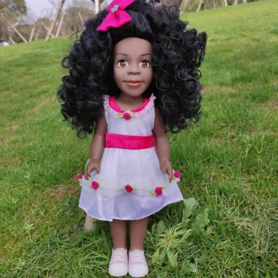 China Sweetly 12 Inch Smiley Dark Skin Doll White Skirt for sale