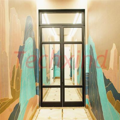 China Modern Double Doors Front Gate Main Hall Design Fiberglass Entry Waterproof External Iron Pivot for sale