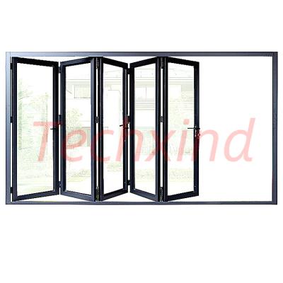 China Thermal Insulation Built In Wardrobe 4 3 Double Glazed Interior Aluminum Accordion Panel Sliding Glass Doors for sale