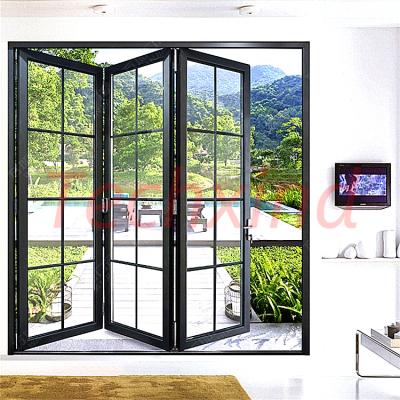 China Custom Design Automatic Glass Balcony Bathtub Bathroom Heat Insulation Bi Fold Sliding Doors for sale