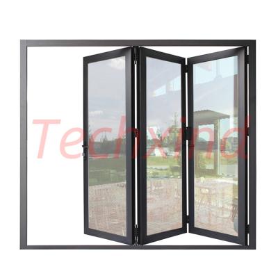 China Heat Insulation Aluminum Security Screen Curved Sliding Concertina Folding Cheap Bifold Doors for sale