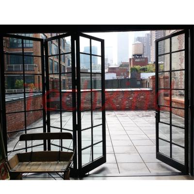 China Heat Insulation Cheap Curved Sliding Screen Metal Aluminum Frame Locking Lockable Bifold Doors for sale