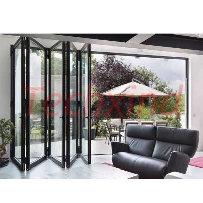 China Heat Insulation Aluminum Screen Cheap Oak Aluminum Folding Internal Modern Sliding Mirrored Bifold Doors for sale