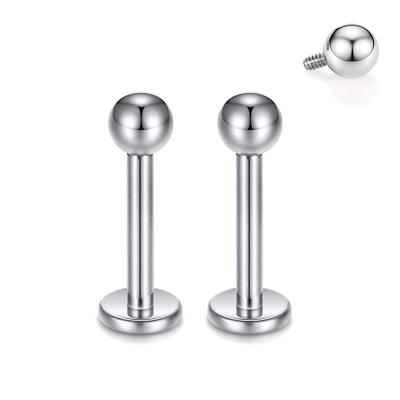 China 2022 New Came Internal Threaded Tragus G23 Titanium Labret Ball Stud Jewelry Piercing Ear Helix Cartilage Labret for sale