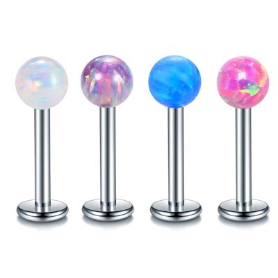 China 2022 FASHION Ti Op Ball Internally Threaded Piercing Stud Stone Cartilage Tragus Helix Earring Jewelry G23 Opal Ball Labret Lip Titanium for sale