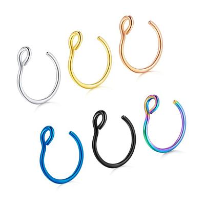 China Factory Sales Jewelry C Faux Nose Rings Helix Ear Lip Cartilage Punk Conch Helix Piercing Hook Earrings For Women Men for sale