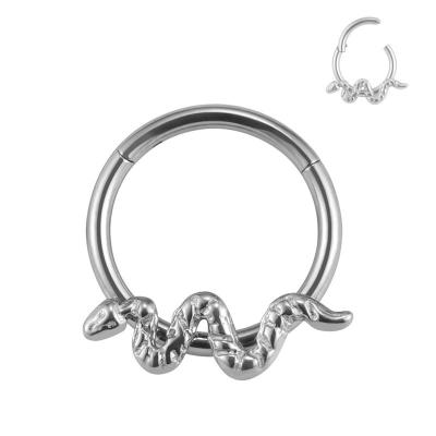 China Factory Sales Punk Snake Septum Ring Body Piercing Jewelry Stainless Steel Segment Huggie Hinged Nose Rings Circles for sale