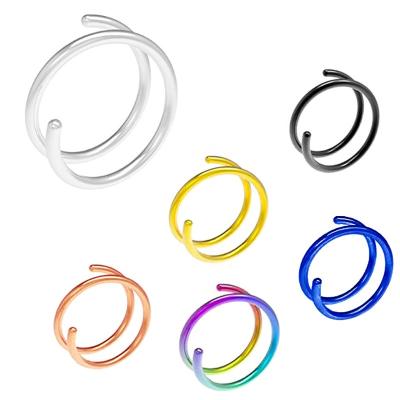 China 20G Double Circle Earring Helix Cartilage Clicker Rooks Woman Jewelry Twist Nose Rings CLASSIC Spiral Ring 316 Twist Nose Rings Stainless Steel for sale