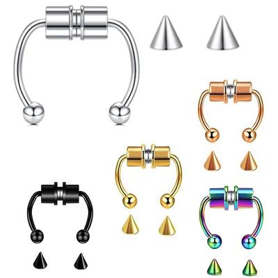 China Women Horseshoe Septum Rings Non-Puncture Hiphop Ring 316 Stainless Steel Nose Rings Circle Hip Hop Magnet Safety Magnetic Punk for sale