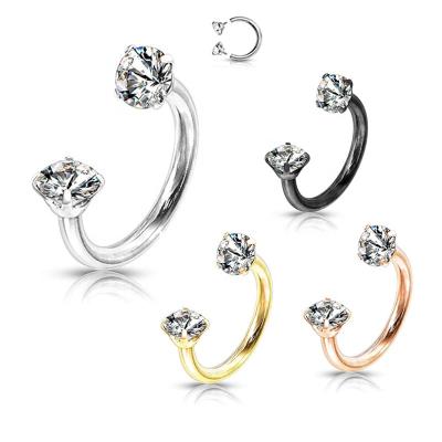 China 2022 Cute Jewelry Piercing Ring Gemstone Lip Earring Helix C Shaped Cartilage Conch Stainless Steel CZ Inlaid Nose Circles Stud Woman for sale