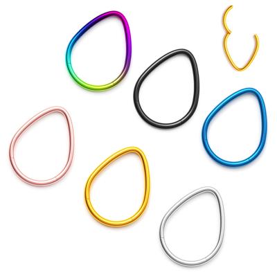 China Popular Hot Selling Jewelry Punk Teardrop Piercing 316 Stainless Steel Ear Helix Cartilage Nose Rings Ring Hinged Septum Segment WaterDrop for sale