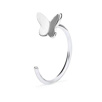 China Wholesale Punk Simple C Stainless Steel Minimalism Butterfly Open Nostril Slap Nose Piercing Ring Hoop Body Jewelry for sale