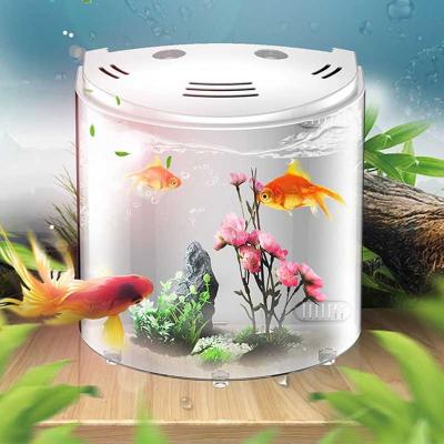 China Acrylic Mini Fish Tank Led Light Desktop Home Aquarium Usb Creative Desktop Viable Aquarium Acrylic Viewing for sale