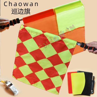 China The flag is high quality waterproof polyester football soccer referee flag match signal flag red and yellow card warning whistle for sale