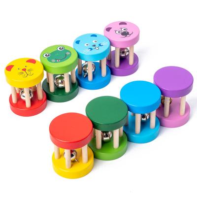 China Baby Musical Colorful Rattle Toys Wooden Ring Bell Toy Children Intellectual Developmental Educational Rattle for sale