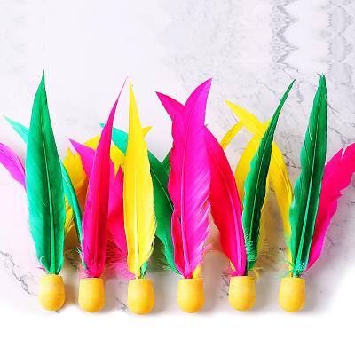 China Rubber + Colorful Feather High Elasticity Dish Badminton Kids Game Sports Cricket Sponge Ball for sale