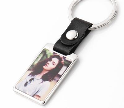 China Ring Blank Sublimation Leather Photo Frame Keychain Keychain for sale