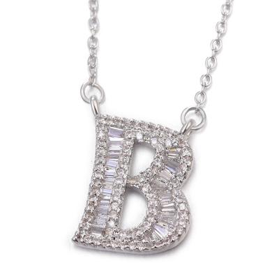 China CLASSIC Rhinestone Letter Charms Silver Rose Gold Plated Pendants 3 Colors Letters Pendant Necklace Jewelry Accessories for sale