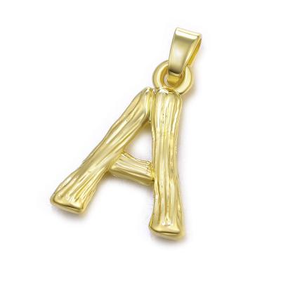 China CLASSIC Creative Bamboo Letter Necklace Gold Plated Solid Color Copper Pendant Letter Jewelry Accessories for sale