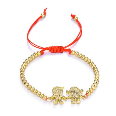 China Hot Selling Cute Couples Red Rope Bracelet Adjustable Copper Beaded Bracelet for sale