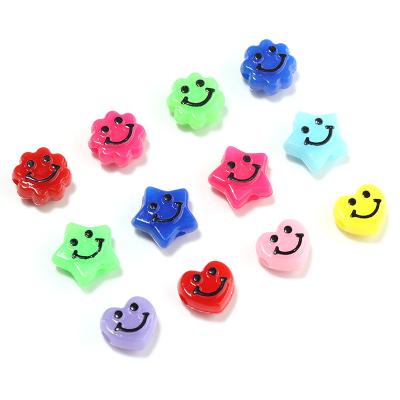 China New Cute Smiley Face Beads Star Peach Heart Love Flower Diy Necklace Jewelry Accessories Acrylic Color Loose Beads for sale