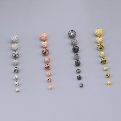 China Bracelets Making Connectors Wholesale Copper Beads 5/12mm Diamond Ball Round Separate Zircon Jewelry Accessories Micro Beads Handmade Bracelet for sale