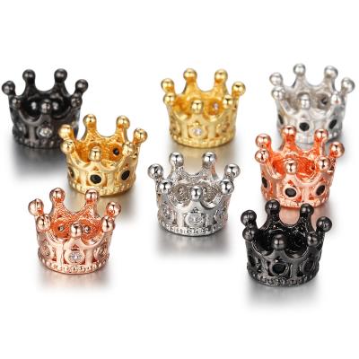 China Fashion Jewelry Accessory Crown Spacer Bead A.C.A. Zircon Crown Charm Short Bracelet Women Men Making Jewelry Findings and Components for sale