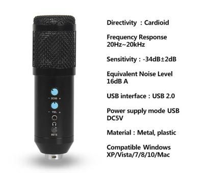 China Bm800 Professional Studio Condenser Karaoke Usb Microphone Studio High Quality Portable Condenser Microphone for sale