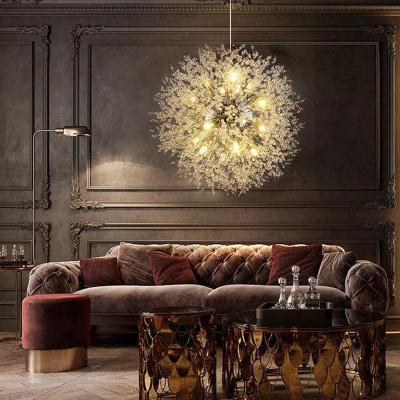 China Modern Nordic Decorative Luxury Minimalist Crystal Bulb Dandelion Ceiling Led Chandeliers Hanging Pendant Light for sale