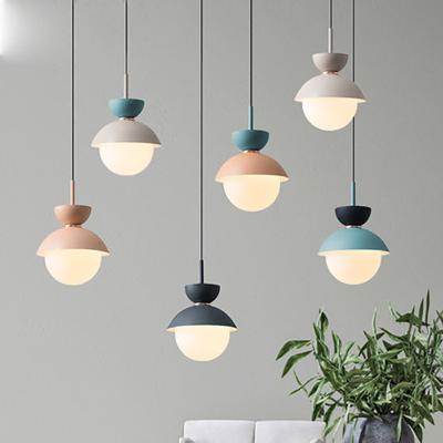 China Macaron Nordic Chinese Round Metal Chandeliers Contemporary Creative Colorful Pendant Light and Modern Pendant Light for sale