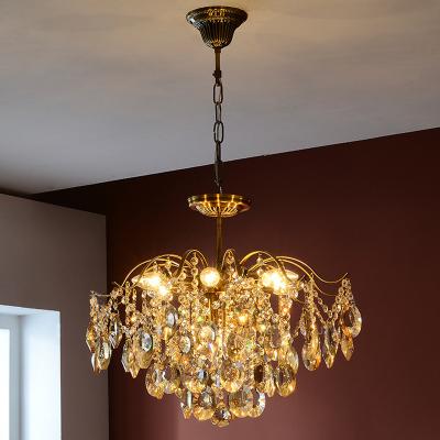 China Luxury LED Crystal Vintage Pendant Light Hanging Light Modern Gold Chandelier Lamp for sale