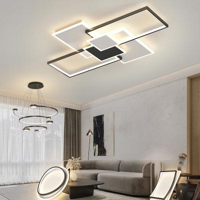 China Contemporary Luxury Square Round White Graphite Ceiling Lights For Bedroom / Modern Kitchen Pendant Lamp Fixtures For Living Room for sale