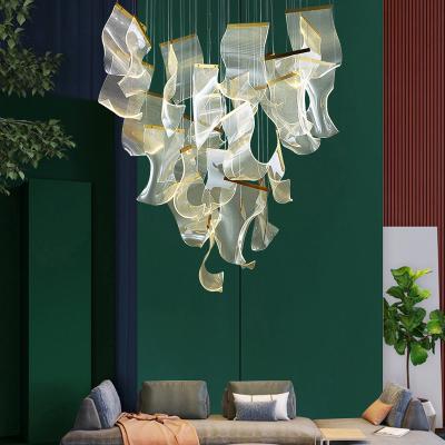 China Luxury Contemporary Modern Hotel Lobby Pendant Lights Luminaria Acrylic LED Chandelier Lighting For Living Bedroom Droplight for sale