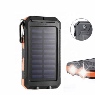 China LED compass lamp+ IP67 waterproof solar panel power banks mobile solar power bank 10000mah with led light for sale