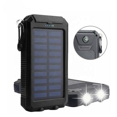 China Solar Panel Charge 10000mAh Fully Waterproof Power Bank Solar Power Bank With Highlight LED Flashlight for sale