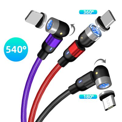 China Rotating and for Game Fast Charging Magnetic USB Cable 3 in 1 Round Magnetic Phone Date Cable for sale