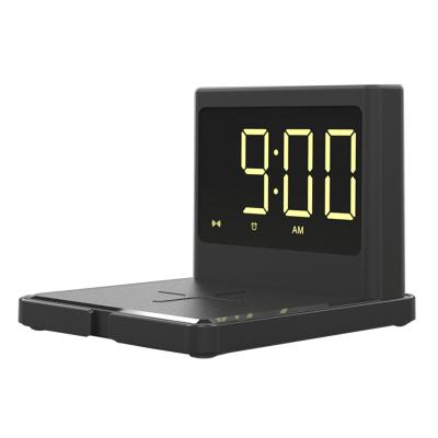 China 2020 Tablet Radio Charger With Alarm Clock Digital Clock Usb Qi Stand Charger for sale