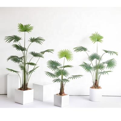 China Minimalist Artificial Plastic Neon Chinese Robusta Green Leaf Plants Decoration Washingtonia Filifera Palm Fan Santa Plants UV Proof for sale