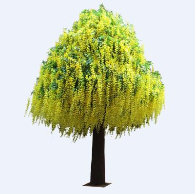 China Artificial tree for decor 13.3ft or 4m yellow new design tall artificial wisteria flower tree for home shopping mall airport decoration for sale