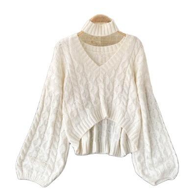 China CUBEAR DK00038 CUBEAR DK00038 Ins Women Sweater V-neck popular loose sexy vintage knitted clothes for sale