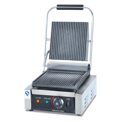 China Hotel Double Plate Panini Top Grooved Bottom Flat Electric Griddle Fryer for sale